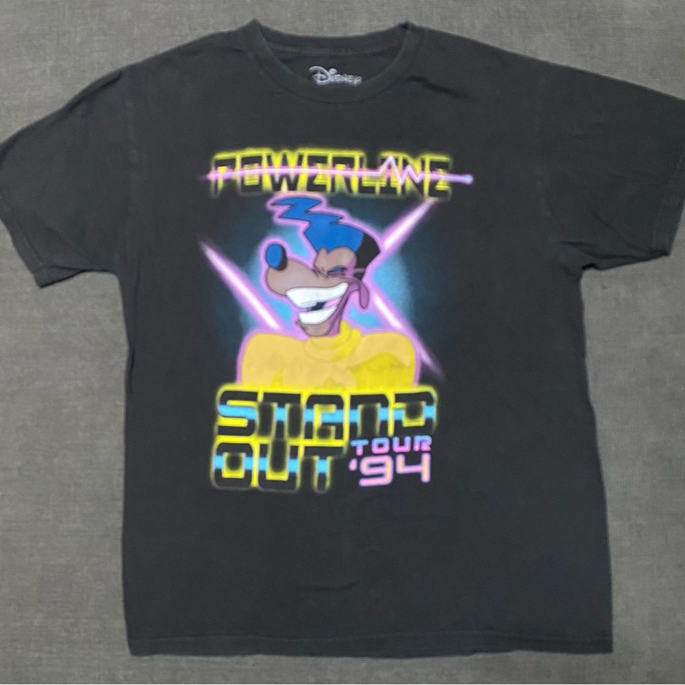 Disney Powerline Stand Out Tour 94 Black Tee with Neon Graphic Sz medium